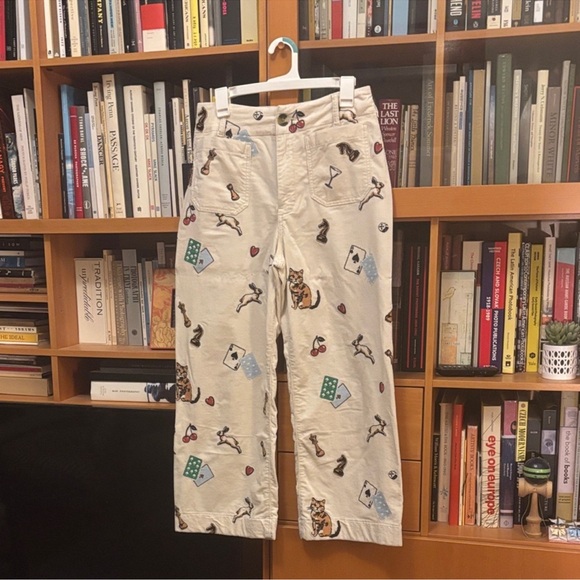 ANTHROPOLOGIE Maeve The Colette Corduroy Printed Wide Leg Pants - Picture 7 of 13